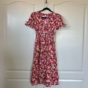 indulge Pink Floral Midi Dress, Medium